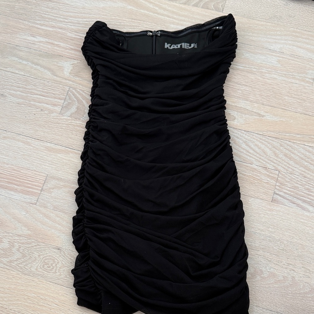 Katie J NYC Black Strapless Ruched Dress - never worn